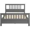 Grey Pine Wood Slatted Platform Headboard Footboard Full Size Bed - Image 2