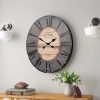 Gray Oversized Distressed Paris Wood Wall Clock - Image 2