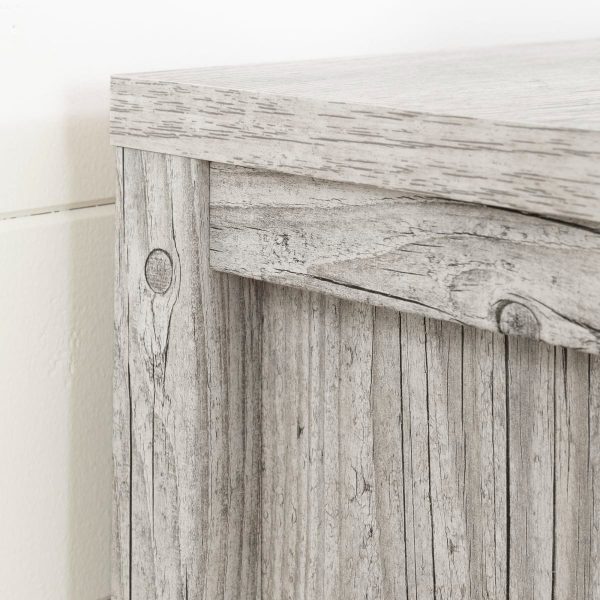Modern Washed Pine 2 Drawer Nightstand Cubby Storage Shelf - Image 3
