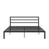 King Black Metal Platform Bed Frame with Headboard Included - Image 2
