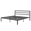 King Black Metal Platform Bed Frame with Headboard Included - Image 3