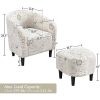 Letter Print French Upholstered Barrel Chair and Ottoman Set - Image 5