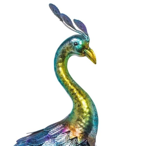 Outdoor Garden Metal Blue/Green Peacock Statue - Image 2