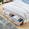 Queen Farmhome Platform Bed with Storage Drawers in Off-White Wood Finish - Image 4