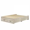 Queen Farmhome Platform Bed with Storage Drawers in Off-White Wood Finish - Image 5