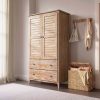 FarmHome Louvered Distressed Driftwood Solid Pine Armoire - Image 4