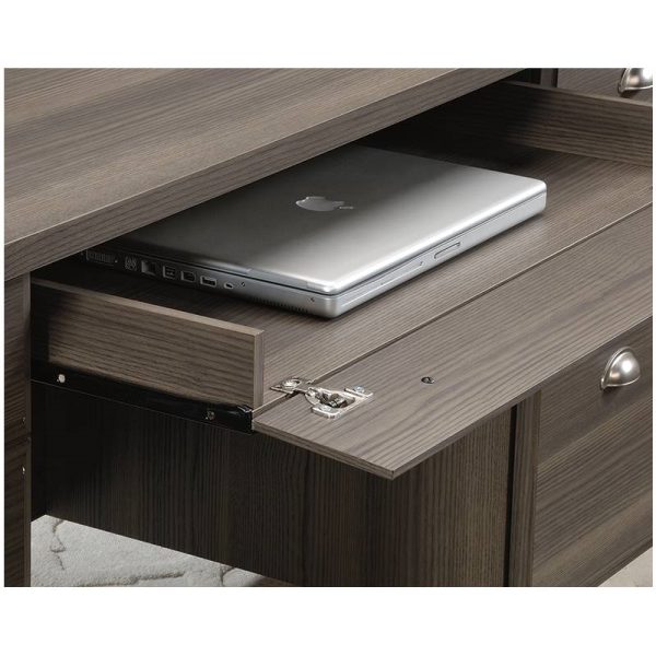 Gray Ash Brown Executive Computer Office Desk with Keyboard Tray - Made In USA - Image 4