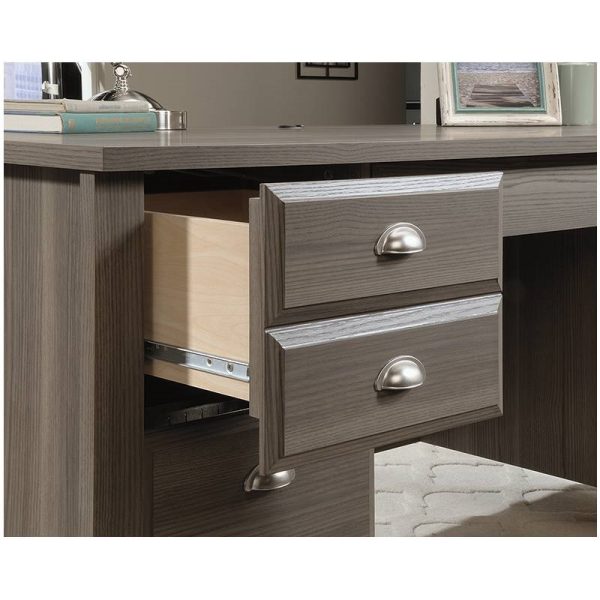 Gray Ash Brown Executive Computer Office Desk with Keyboard Tray - Made In USA - Image 5