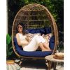 Oversized Patio Lounger Indoor/Outdoor Wicker Rattan Egg Chair Dark Blue - Image 2