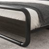 Full Heavy Duty Round Metal Frame Platform Bed with Black Wood Panel Headboard - Image 3