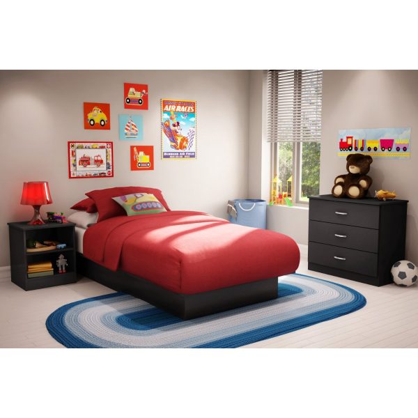 Black Nightstand with 2 Open Storage Compartment Shelves - Image 2