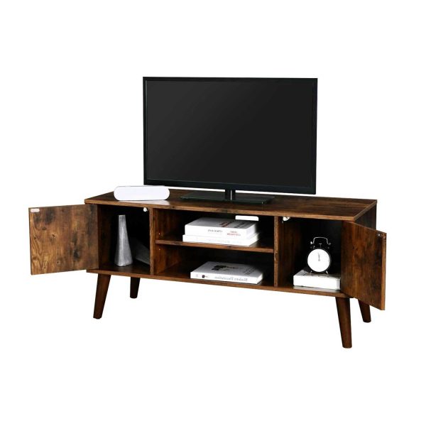 Farmhouse Entertainment Center Brown TV Cabinet - Image 2