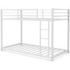 Twin over Twin Low Profile Modern Bunk Bed Frame in White Metal Finish - Image 2