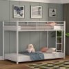 Twin over Twin Low Profile Modern Bunk Bed Frame in White Metal Finish - Image 3