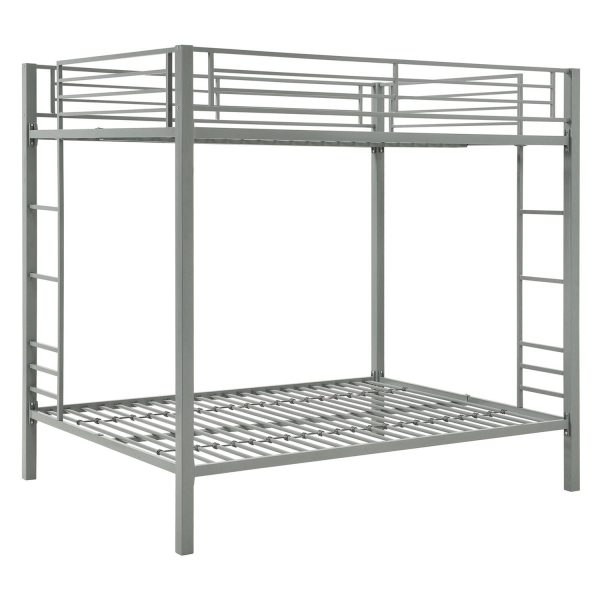 Twin over Twin Modern Metal Bunk Bed Frame in Silver Finish - Image 3