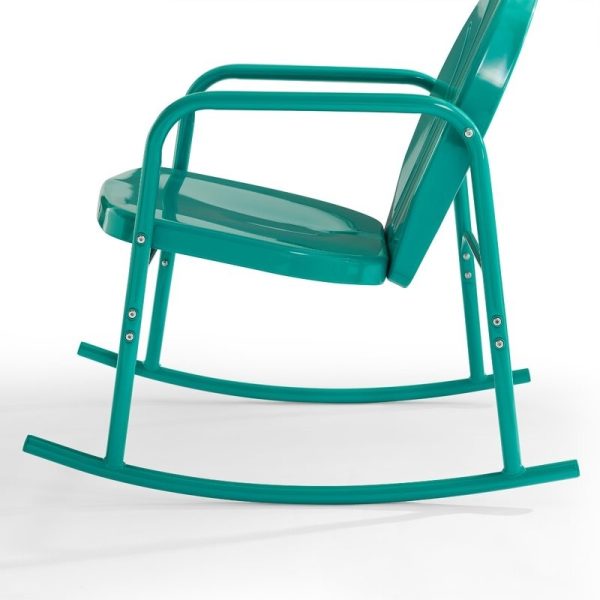 Retro Powder Coated Steel Rocking Chair Glossy Turquoise (Set of 2) - Image 5