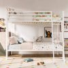 Twin over Twin Modern Metal Bunk Bed Frame in White with Ladder - Image 2