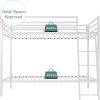 Twin over Twin Modern Metal Bunk Bed Frame in White with Ladder - Image 4