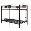 Twin over Twin Heavy Duty Metal Bunk Bed in Black with Side Ladder - Image 2