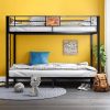Twin over Twin Heavy Duty Metal Bunk Bed in Black with Side Ladder - Image 5