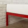 Twin size Modern Red Metal Platform Bed Frame with Wood Slats - Image 2