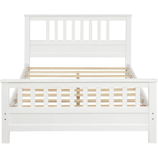 White Pine Wood Slatted Platform Headboard Footboard Full Size Bed - Image 2