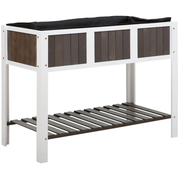 White Wooden 2 Level Elevated Raised Garden Planter Bed - Image 4