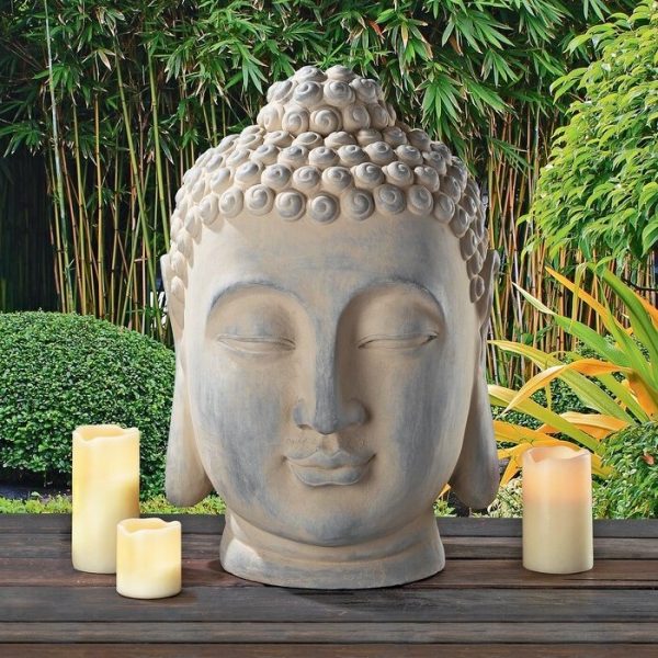 Zen Garden Outdoor Buddha Head Statue - Image 2