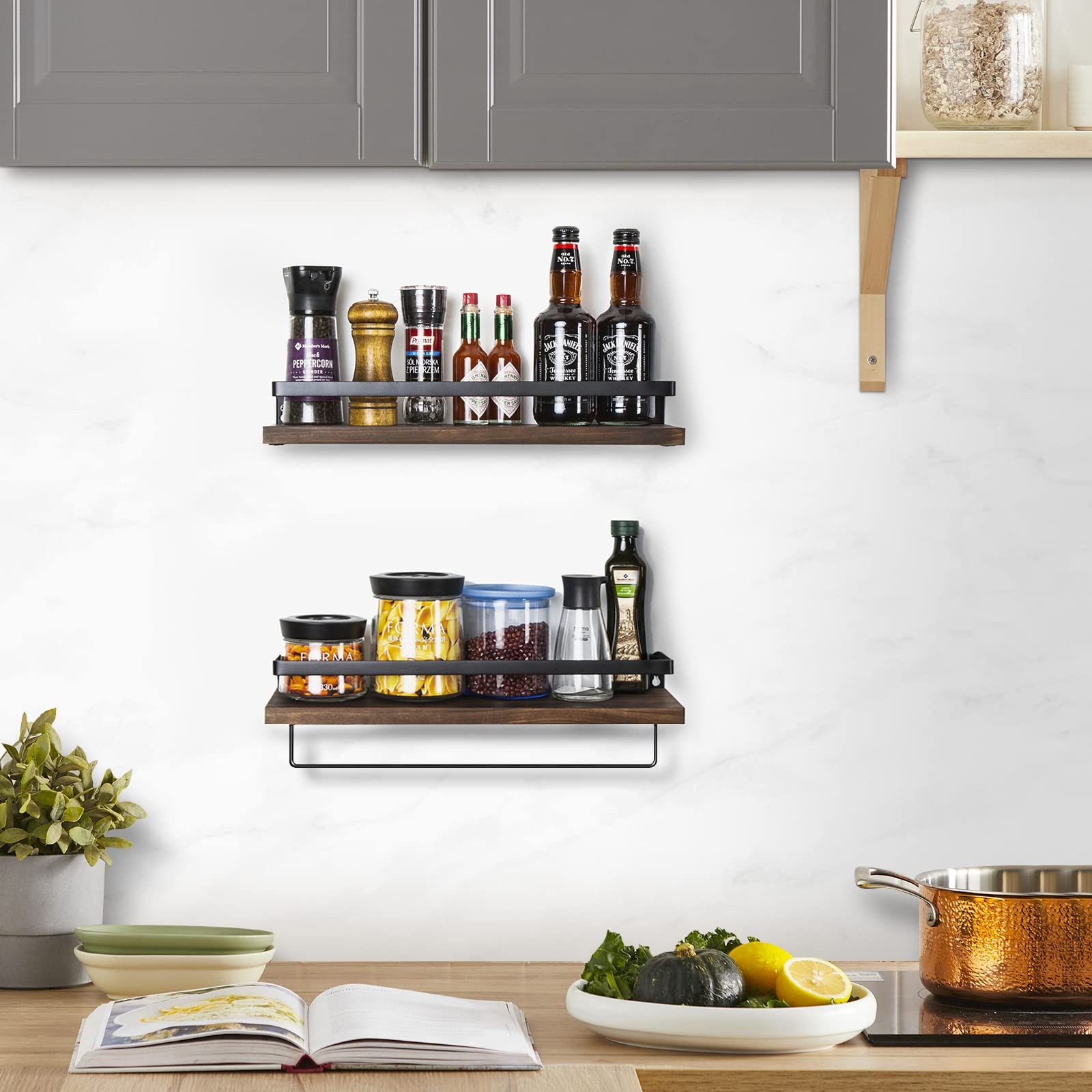 Bathroom Wall-mounted Floating Shelf With Towel Bar
