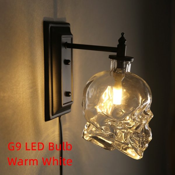 Retro Industrial Style Skull Wine Bottle Wall Lamp - Image 6