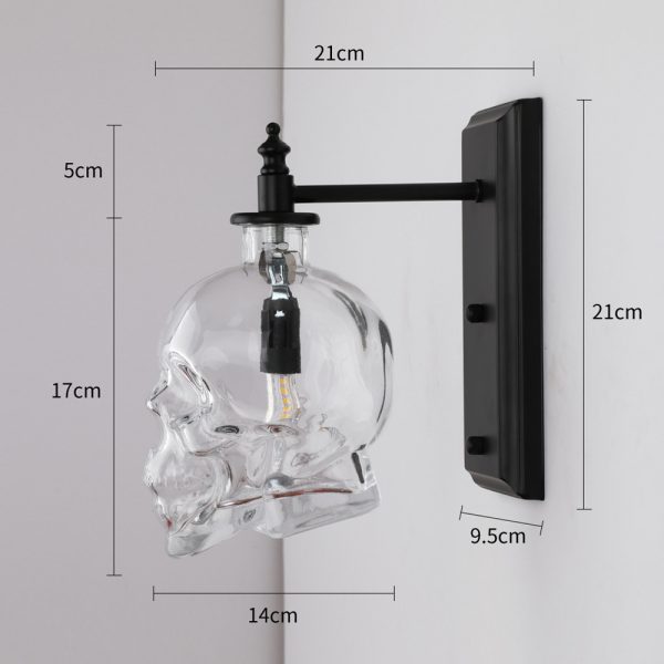 Retro Industrial Style Skull Wine Bottle Wall Lamp - Image 4
