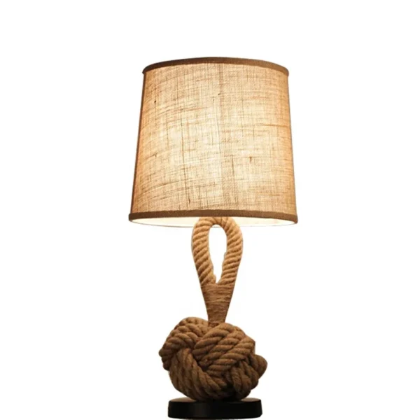 Fabric Lampshade Rope ETL Bedside Lamp Desk Hotel Lamp Hotel Table Lamp Lights Rustic Metal American Decorative Hemp Rope LED - Image 6