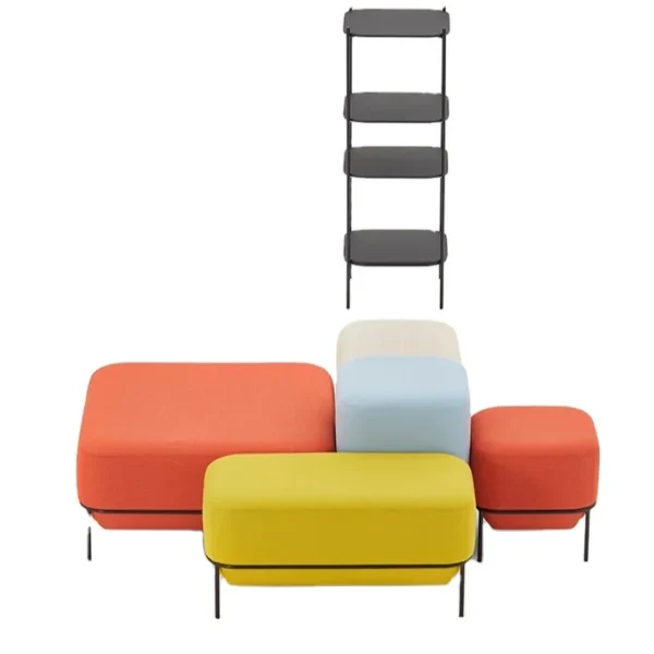 DISEN Modern Mozaikk stool bench Low square stool lobby restroom living room chair fabric upholstered living room home furniture - Image 6