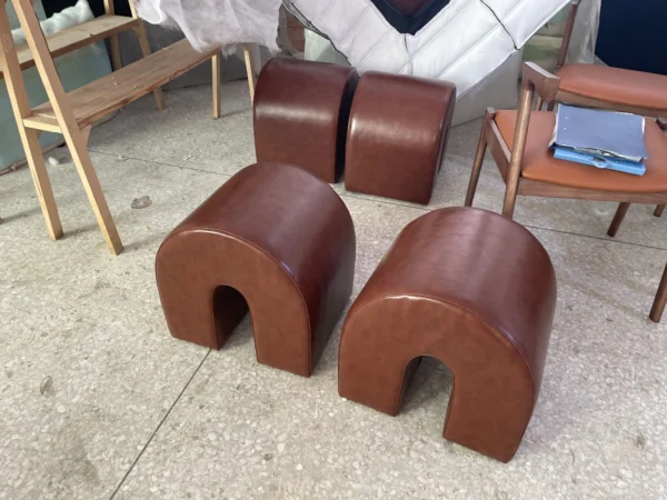 Luxury Ottoman Living Room Pouffe Best Quality Stool Velvet Ottoman Puff Curved Pouf - Image 5