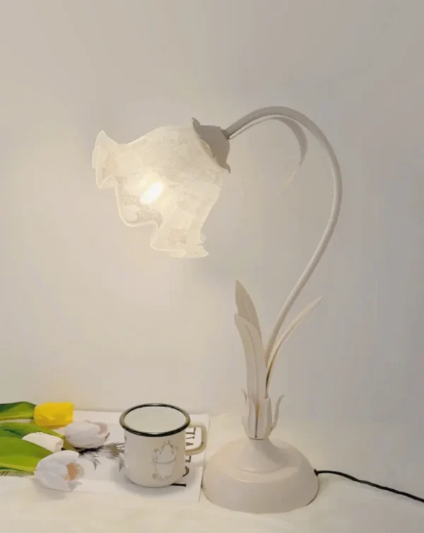 JYLIGHTING Modern Nordic Glass Table Lamp Flower-Shaped Bedside Lamp with LED for Bedroom AC Power Metal Shade - Image 5
