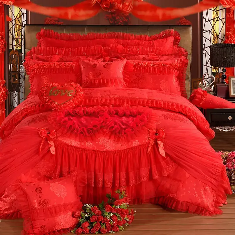 Korean-style cotton lace bedspread king size bedding bridal bed sheet bedding set wedding sexy bedding set - Image 2