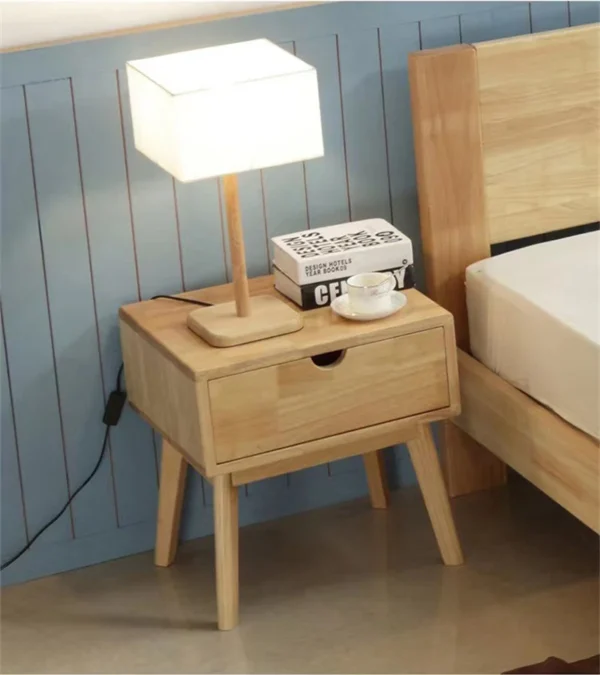 Nordic Style Solid Wooden Furniture Bedroom Bedside Table High Quality Modern Wood Nightstand With Drawer - Image 2