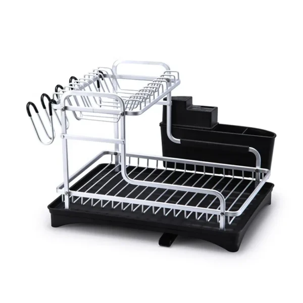 Double-layer assembled aluminum alloy drain dishes and tableware storage rack - Image 2