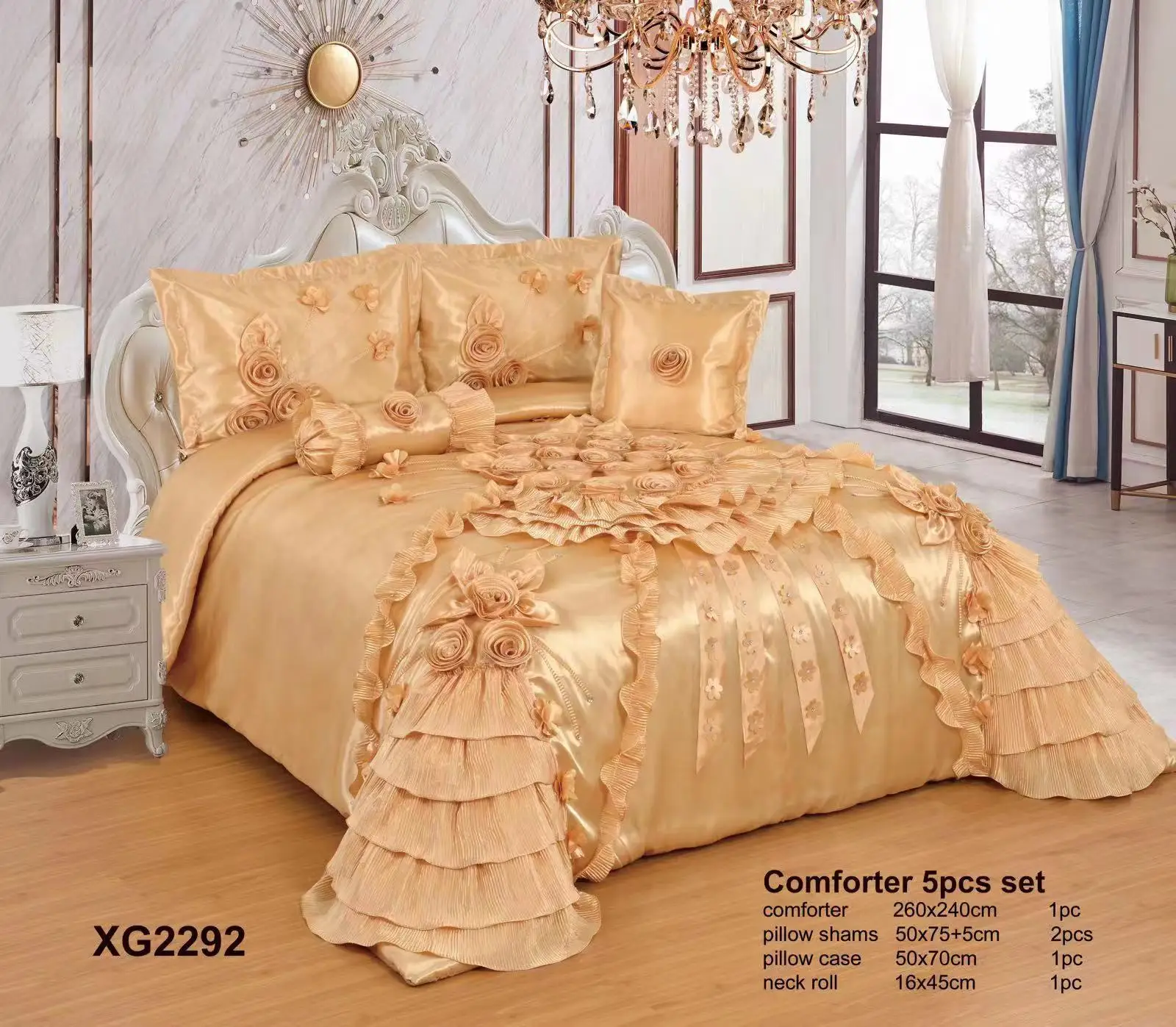 Family Home Soft Feeling Satin Silk Bedding Set Living Room Bedding King Size Bedding Set - Image 3
