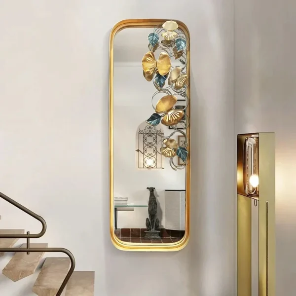 32*82cm French light luxury living room background wall creative petal wall metal decoration mirror porch bedroom pendant - Image 6