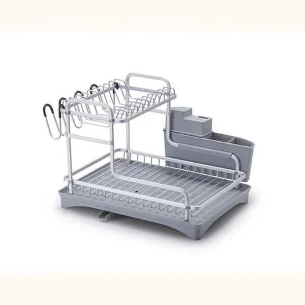 Double-layer assembled aluminum alloy drain dishes and tableware storage rack - Image 3