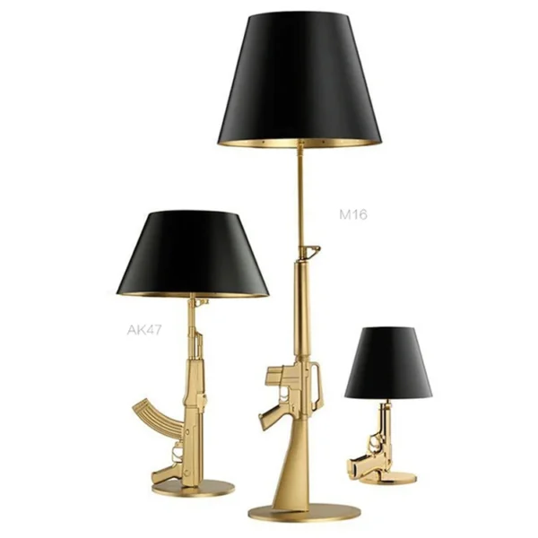 Restaurant hotel bedroom decorative standing table lamp resin made living room modern luxury gold gun shape table lamp - Image 3