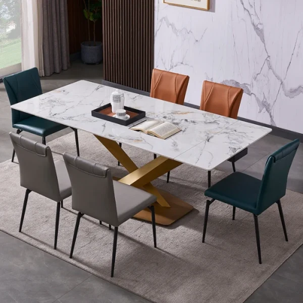 Factory Hot Sale 6 Seat  Chair Sintered Stone Top Dinning Set Modern Dining Table - Image 3