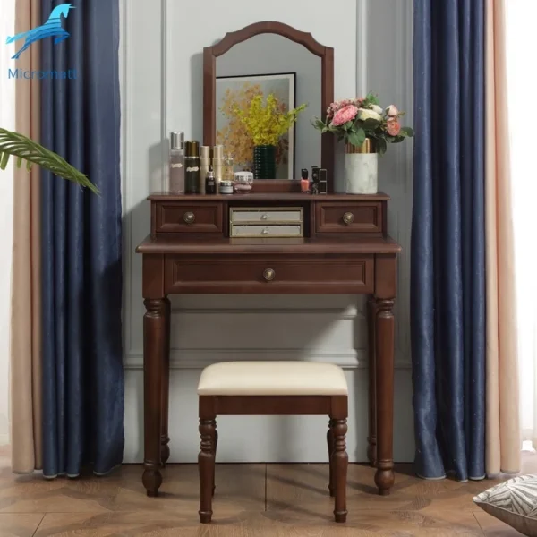 Neoclassical Beautiful Walnut Color Furniture Living Bedroom Wood Dresser - Image 4