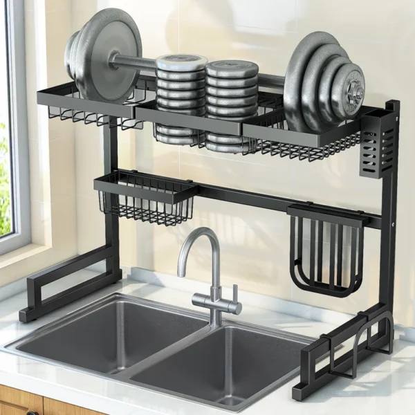 Dish Drying Rack Over The Sink -Adjustable Large Dish Rack Drainer for Kitchen Organization Storage Space Saver Shelf Holder - Image 3