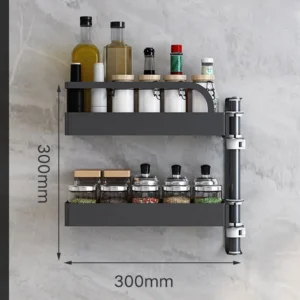 Over Sink Kitchen Rack Black Kitchen Storage stand Wall-mounted Spice Rack Punch-free 360 rotation Kitchen spice Organizer Shelf