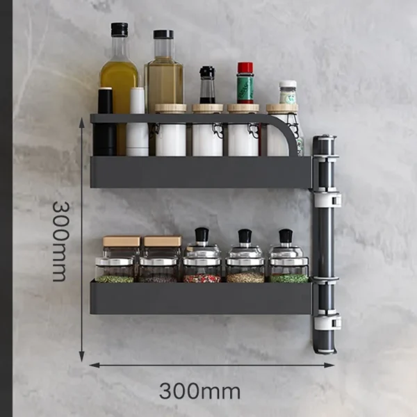 Over Sink Kitchen Rack Black Kitchen Storage stand Wall-mounted Spice Rack Punch-free 360 rotation Kitchen spice Organizer Shelf