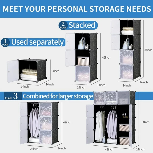 Fabric Dresser Storage Tower Organizer Unit For Bedroom Closet Storage Cabinet For Kids Toys Transparent Wardrobe - Image 5