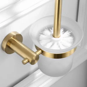 Bathroom Hardware Double Bath Towel Bar Rack Shelf Caddy Accessory Set Brushed Gold Stainless Steel Towel Bar Set 9 pieces