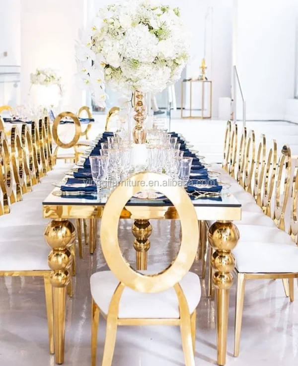 Golden Wedding Party Rental Stainless Steel Chairs - Image 6